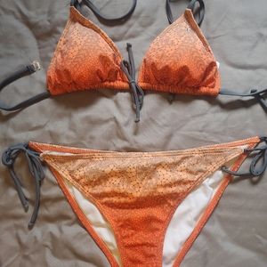 Hurley gradient orange tie string bikini